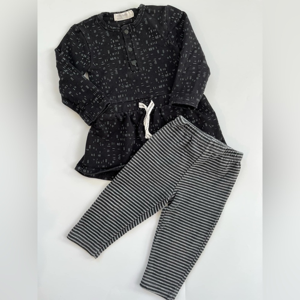 Miles the Label Kids Black and Gray Matching Set